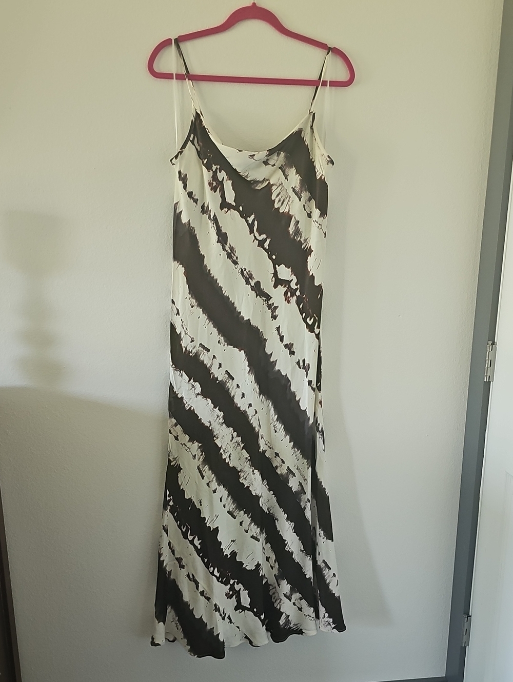 ●●NEXT BROWN AND IVORY COW PRINT COWL NECK MAXI SATIN SLIP DRESS NWT SIZE 12●●